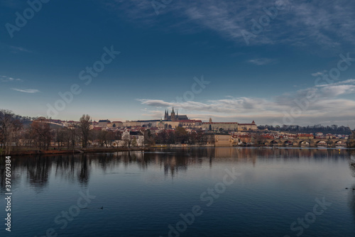 Prague from island on river Vltava near old bridges and towers © luzkovyvagon.cz