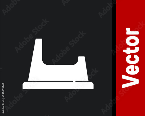 White Baby potty icon isolated on black background. Chamber pot. Vector.