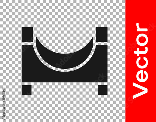 Black Skate park icon isolated on transparent background. Set of ramp, roller, stairs for a skatepark. Extreme sport. Vector.