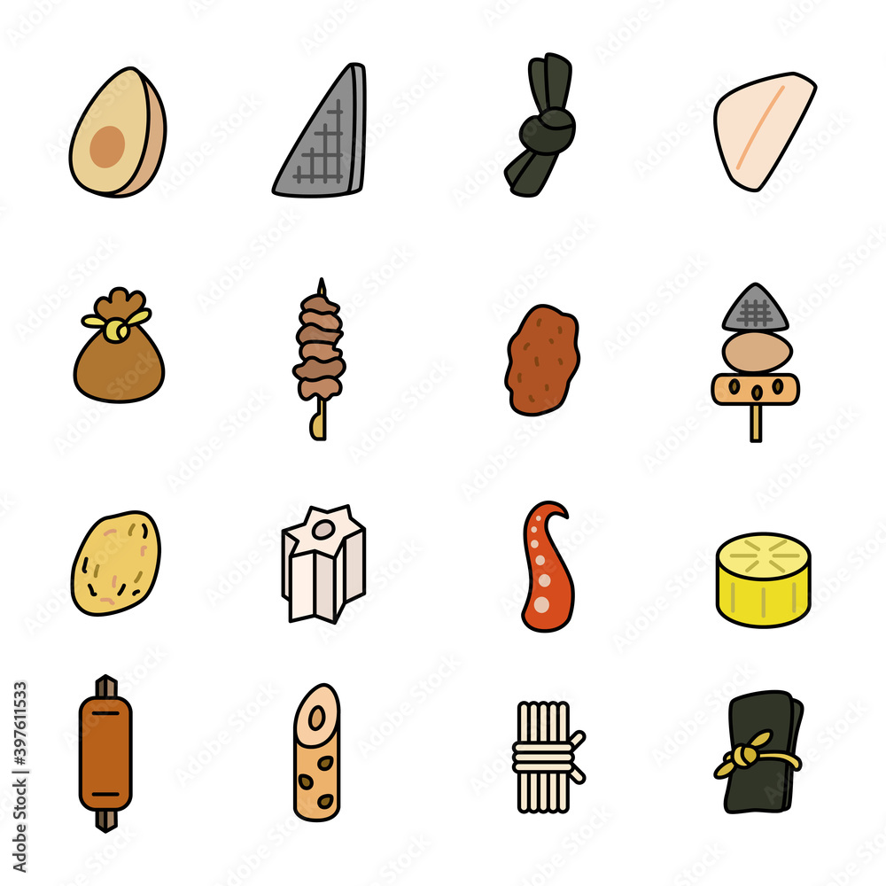 線画のおでんイラスト カラー Stock Vector Adobe Stock