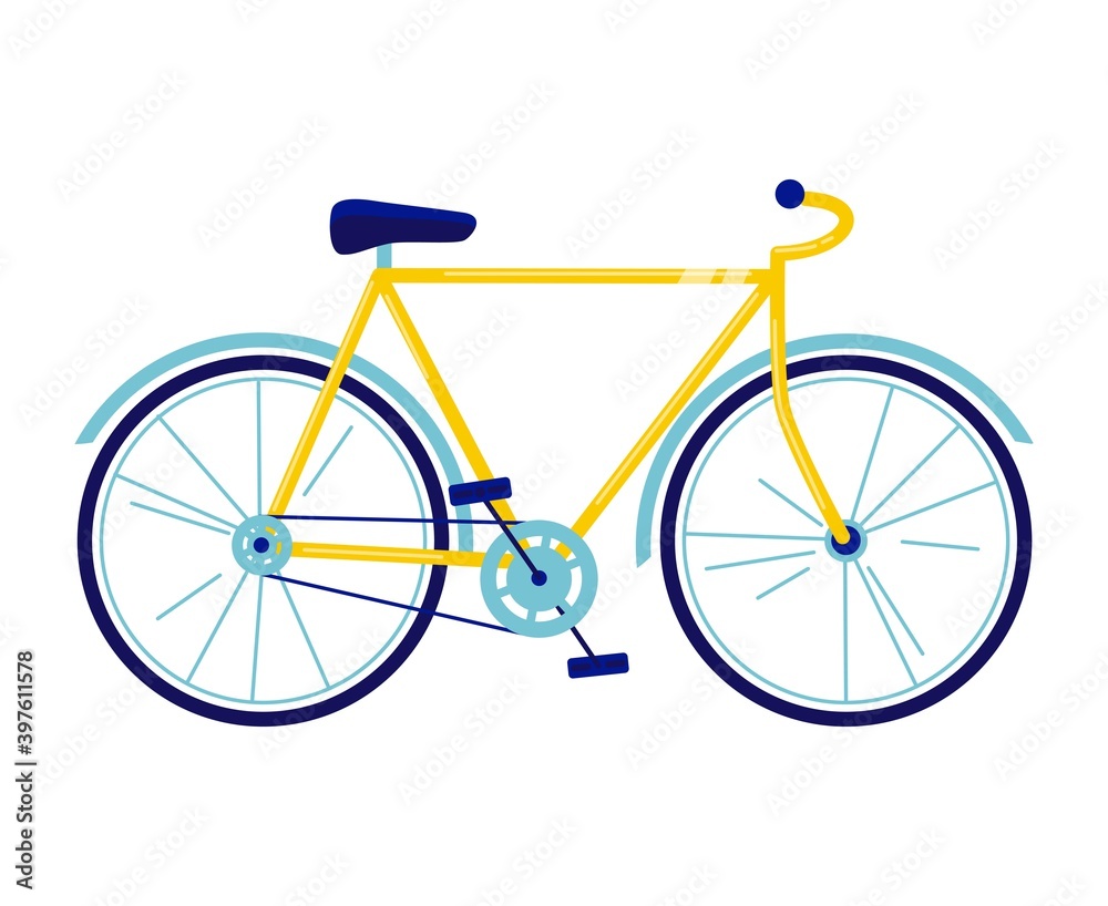Obraz premium Bicycle vector illustration in flat style. Yellow Bicycle isolated on white background