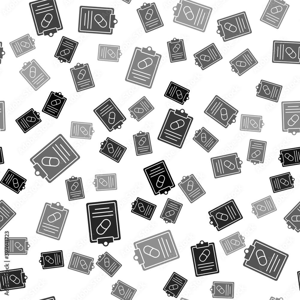 Black Medical prescription icon isolated seamless pattern on white background. Rx form. Recipe medical. Pharmacy or medicine symbol. Vector. Black Medical prescription icon isolated seamless pattern on white background. Rx form. Recipe medical. Pharmacy or medicine symbol. Vector.