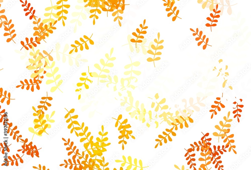 Light Orange vector natural pattern with leaves. Light Orange vector natural pattern with leaves.