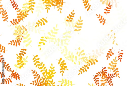 Fototapeta Naklejka Na Ścianę i Meble -  Light Orange vector natural pattern with leaves.