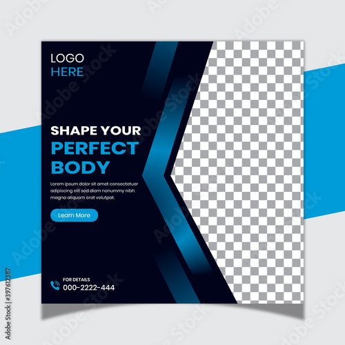 Gym and fitness social media template