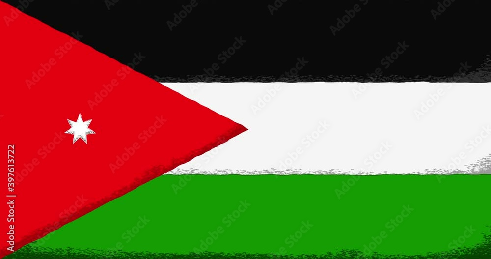 Endless background with the flag of Hashemite Kingdom of Jordan stylized as a child's drawing. Looped animation in cartoon or comic style for use as a template with blank space for text or title Endless background with the flag of Hashemite Kingdom of Jordan stylized as a child's drawing. Looped animation in cartoon or comic style for use as a template with blank space for text or title