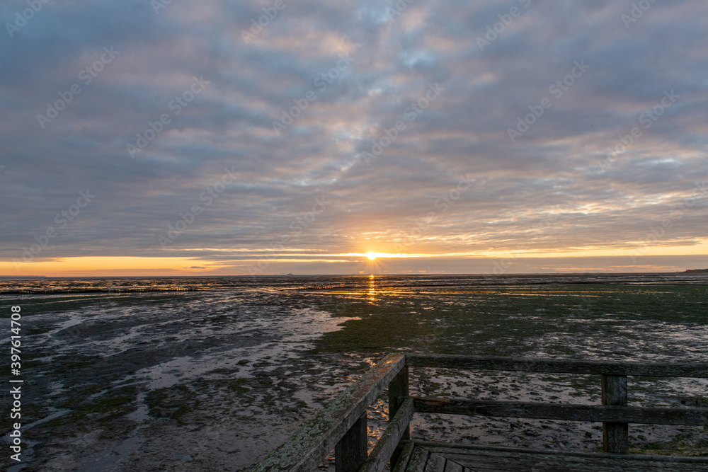 Sunrise at the wadden sea in Amrum, Germany