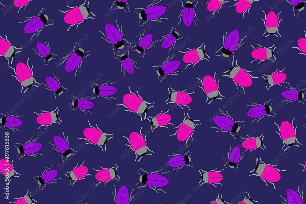 Color Bugs Illustration Seamless Pattern