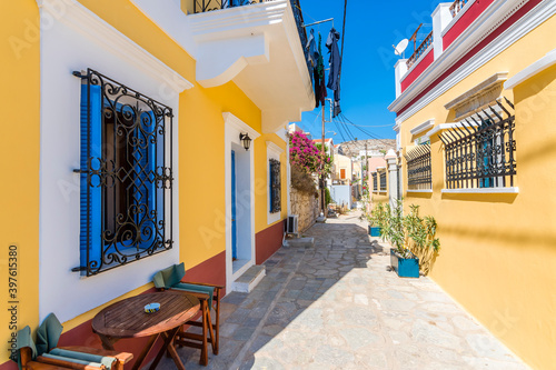 Fototapeta Naklejka Na Ścianę i Meble -  Colorful street view of Symi Island in Greece