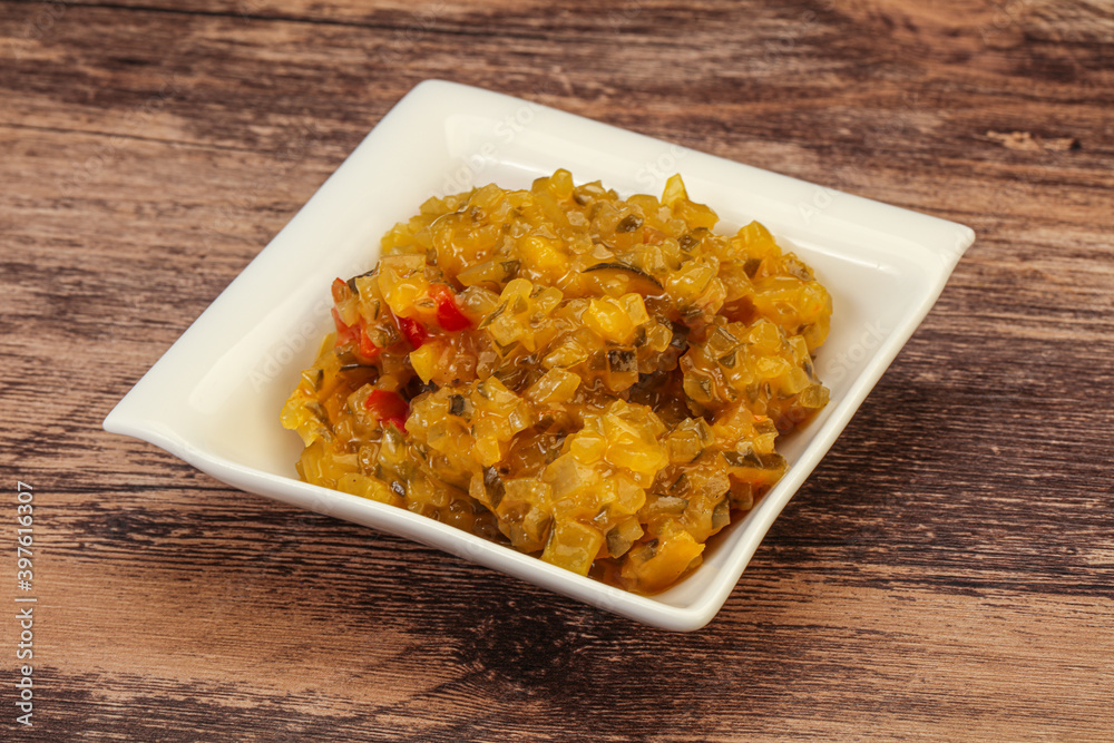 Relish sauce with cucumbers and mustard Relish sauce with cucumbers and mustard