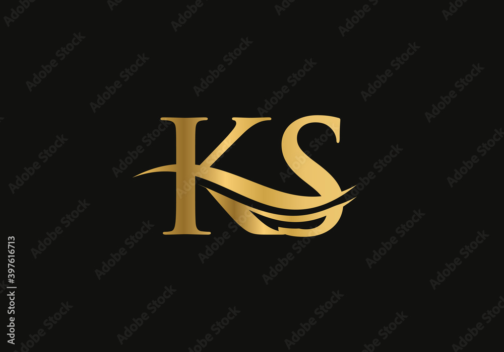 Water Wave KS Logo Vector. Swoosh Letter KS Logo Design for business ...