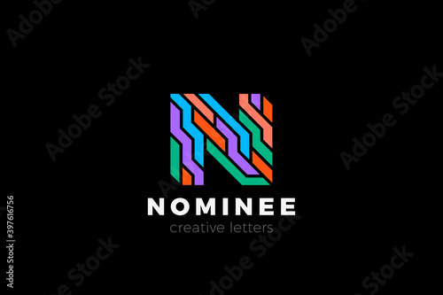 Letter N Logo design Colorful style vector template