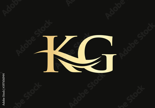 Letter KG Logo Design with water wave concept. KG letter logo design
