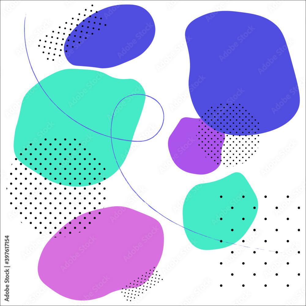 Art abstract Free Form Pastel Color with Polka Dot Circles