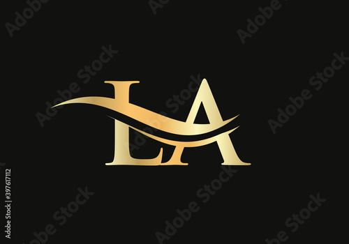 Premium LA letter logo design. LA Logo for luxury branding. Elegant and stylish design for your company.  photo