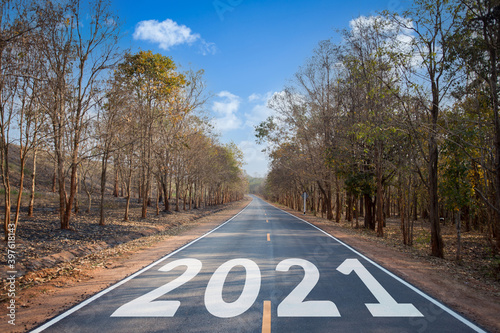 Road to 2021 year. Business and financial concept.