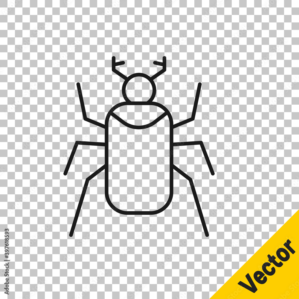 Black line Beetle bug icon isolated on transparent background. Vector. Black line Beetle bug icon isolated on transparent background. Vector.