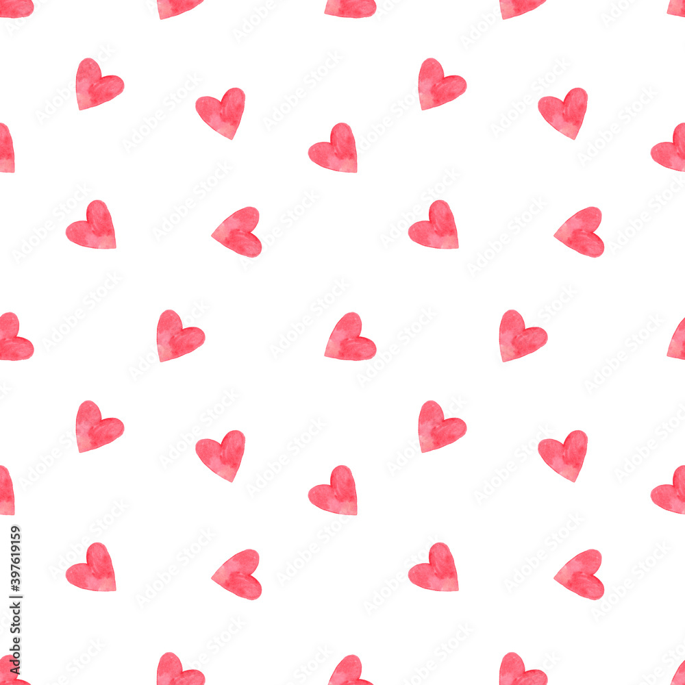 big pattern hearts red muted
