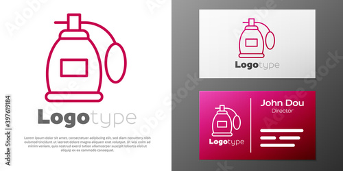 Logotype line Perfume icon isolated on white background. Logo design template element. Vector.