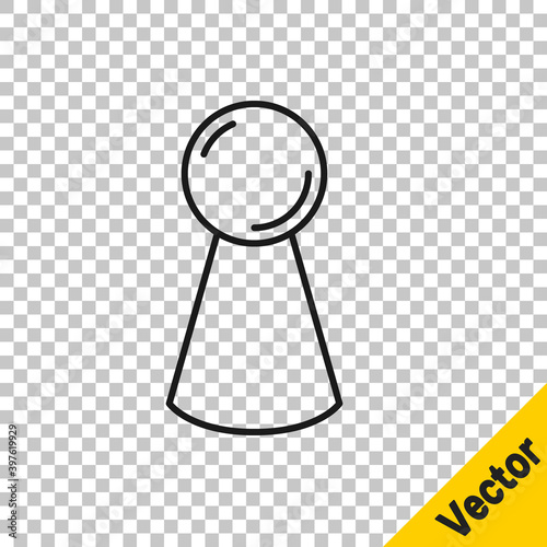Black line Chip for board game icon isolated on transparent background. Vector.