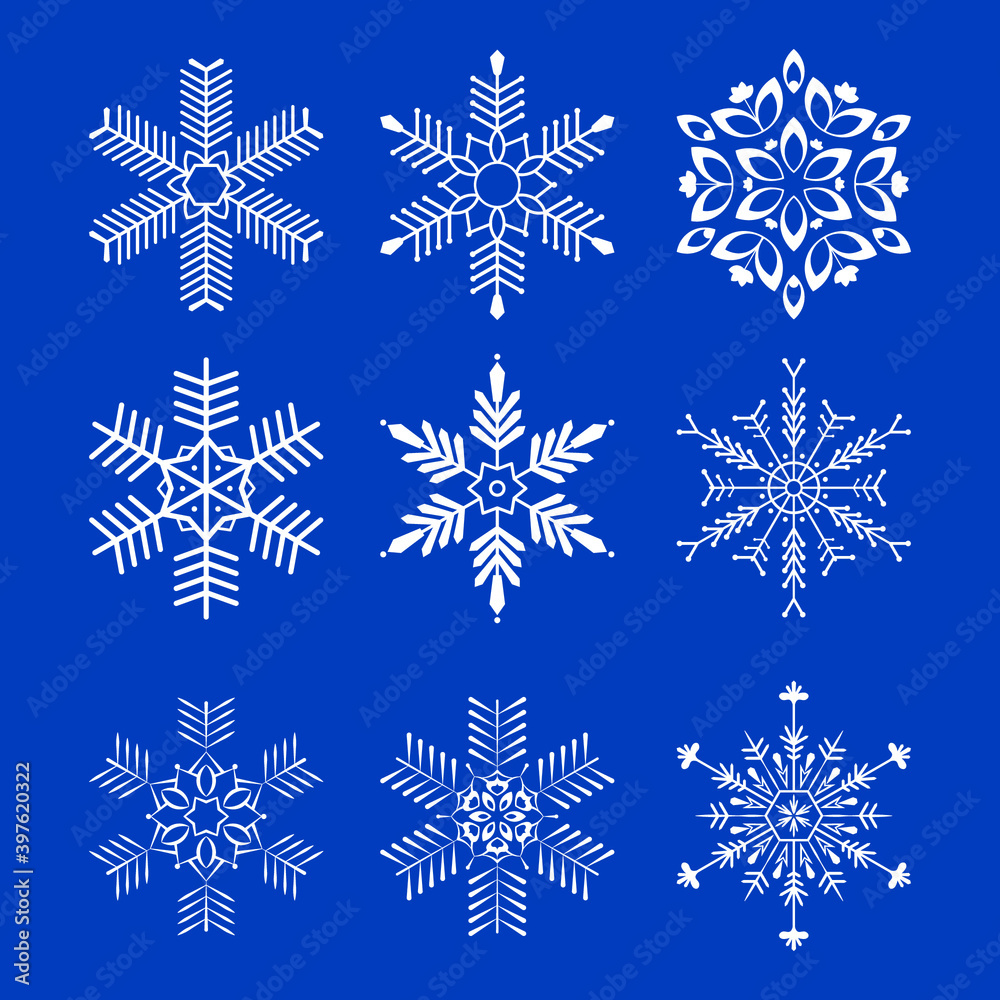 set of snowflakes vector illustration