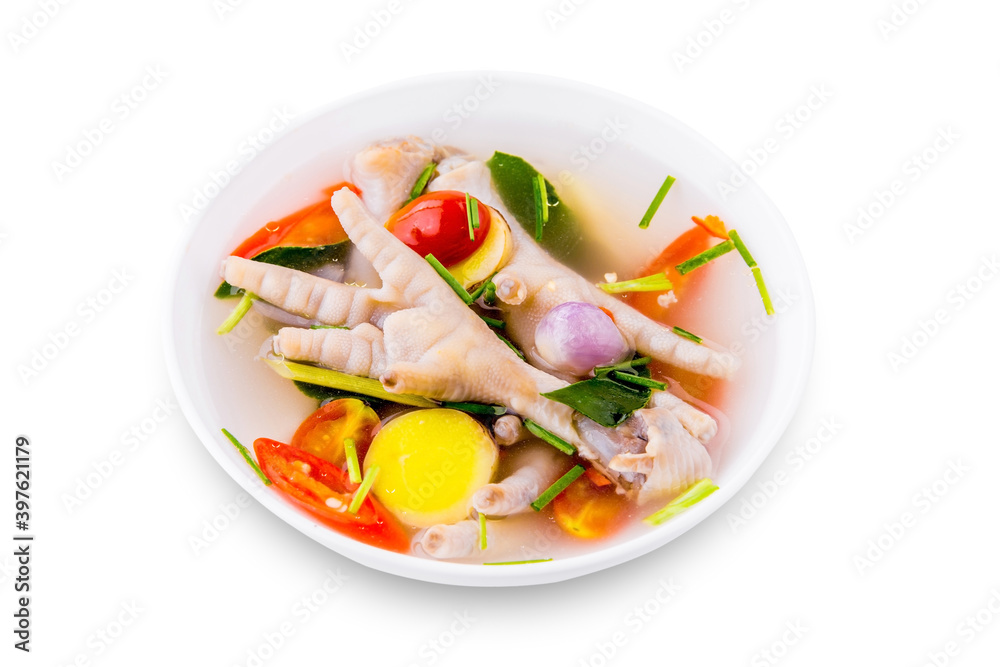 Chicken feet spicy soup tasty Thai food
