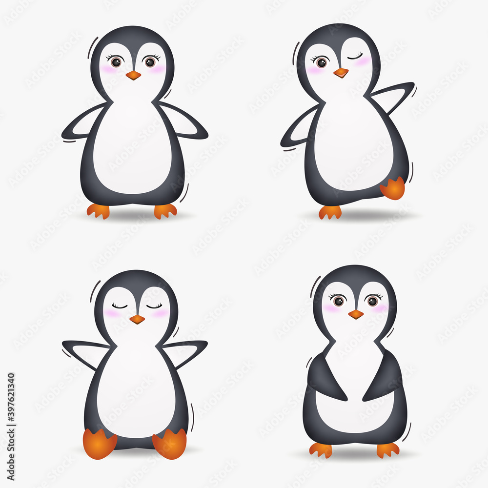 Obraz premium Cute penguin collection in the children's style