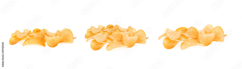 set of chips heap isolated on white set of chips heap isolated on white