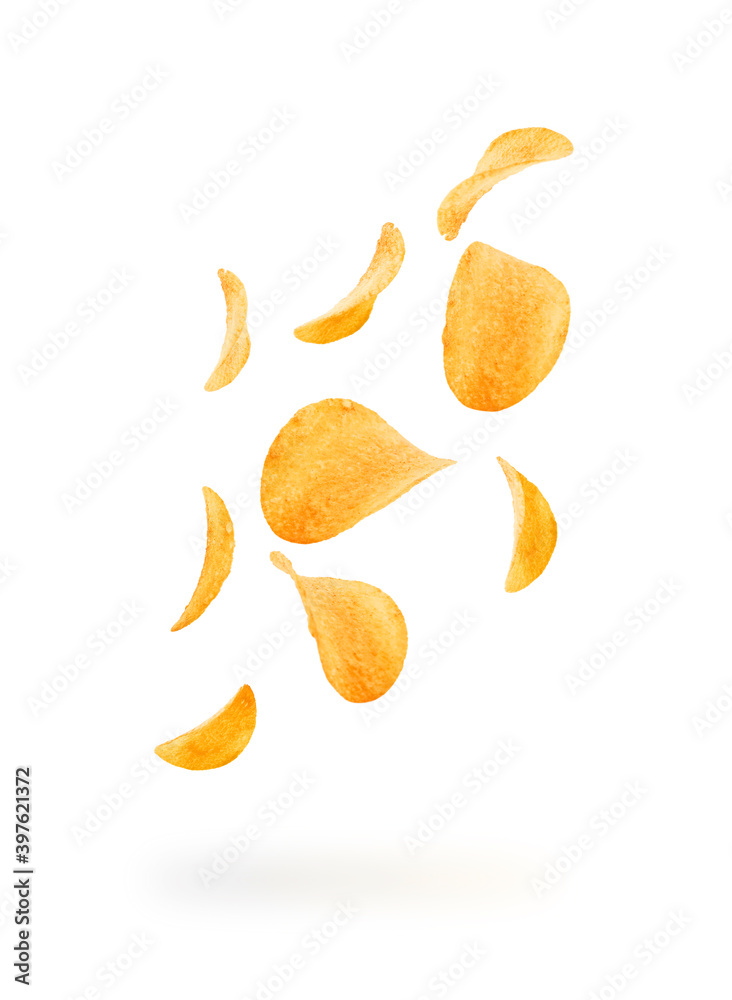 chips flying isolated on white chips flying isolated on white