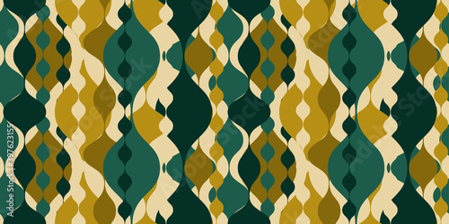 Retro wavy background. Seamless pattern. Vector. レトロなみなみパターン
