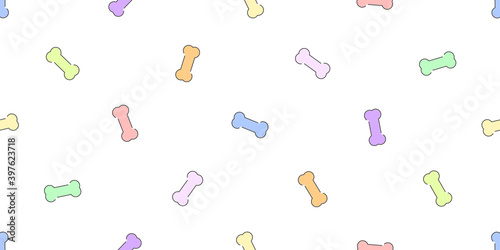 Dog seamless pattern, Colorful dog bone toy on white background.
