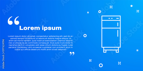 White line Refrigerator icon isolated on blue background. Fridge freezer refrigerator. Household tech and appliances. Vector.