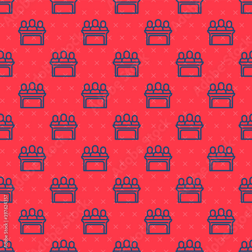 Blue line Jurors icon isolated seamless pattern on red background. Vector.
