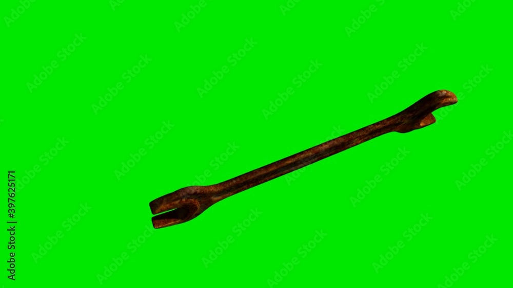 old rusted metal key on green chromakey background old rusted metal key on green chromakey background