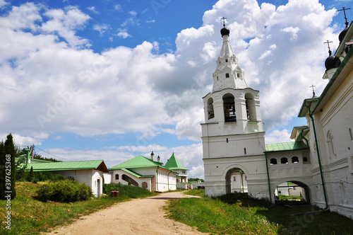 Theotokos-Rozhdestvensky Anastasov Monastery (Odoev) June 11, 2017, Anastasovo village, Russia. Bell tower and monastery buildings