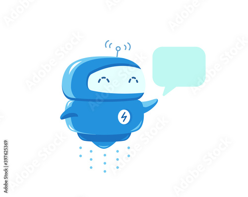 Chat bot. Robot message service. Support service-center. chatbot speech bubble. Communication contact. Cartoon vector. Character mascot.