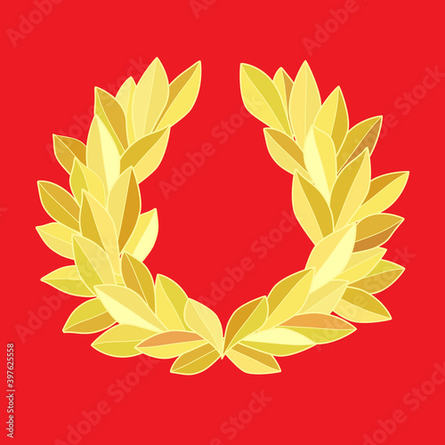 Gold laurel wreath  on red