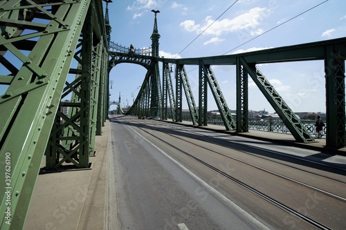Tramschiene über Brücke von Budapest