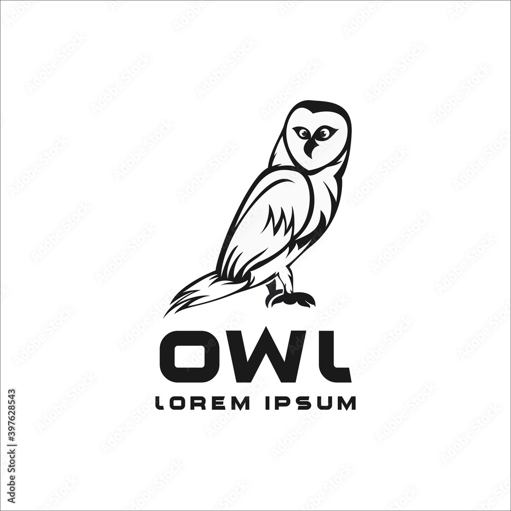 owl logo illustration vector black and white template modern owl logo illustration vector black and white template modern