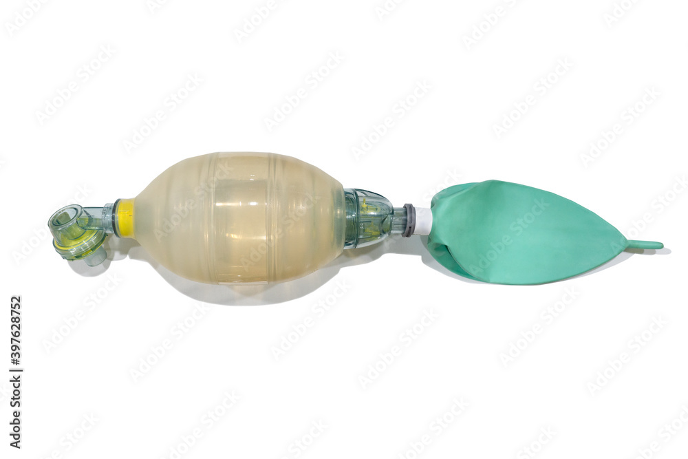 isolated picture of bag valve mask for postitive pressure ventilation ...