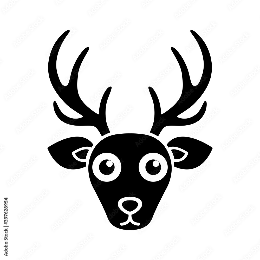 Reindeer Head Christmas Icon Vector. Reindeer Head Christmas Icon Vector.