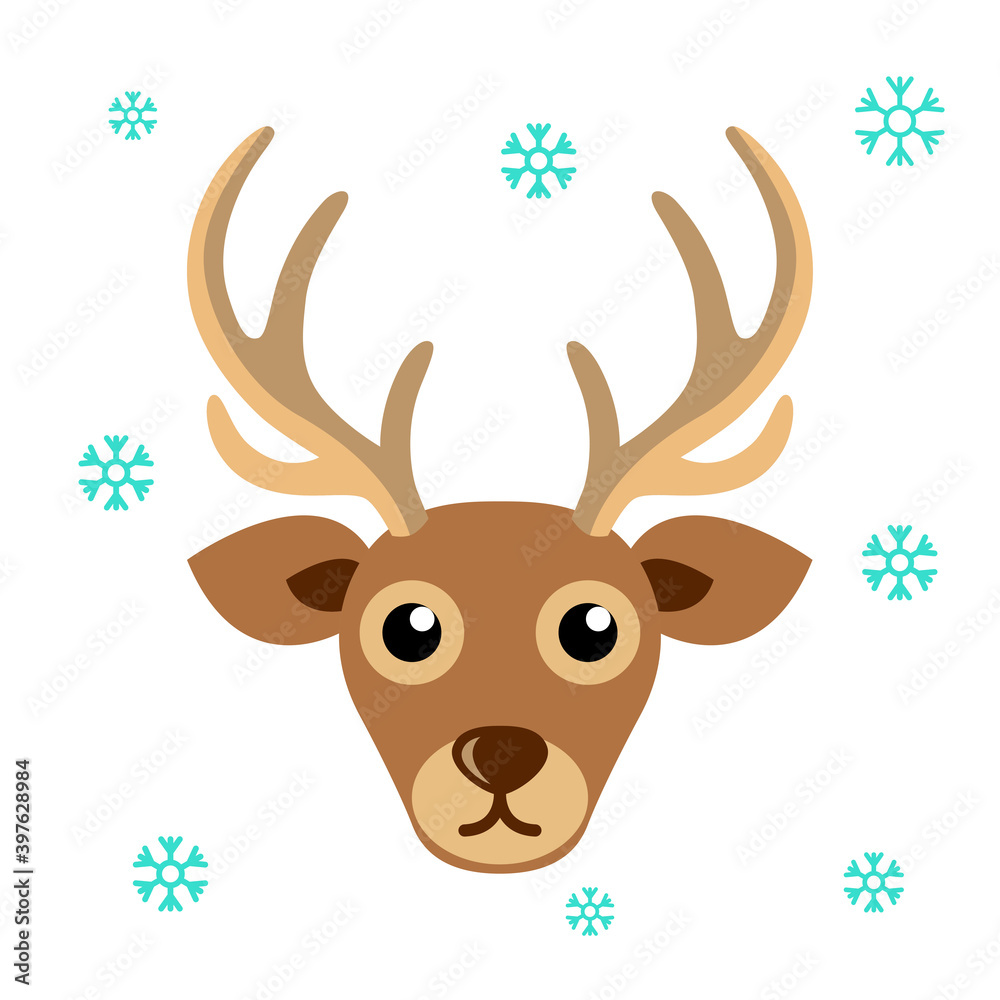 Reindeer Head Christmas Icon Vector. Reindeer Head Christmas Icon Vector.