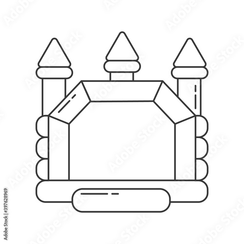 Bouncy castle outline icon. Jumping house on kids playground. Vector illustration.