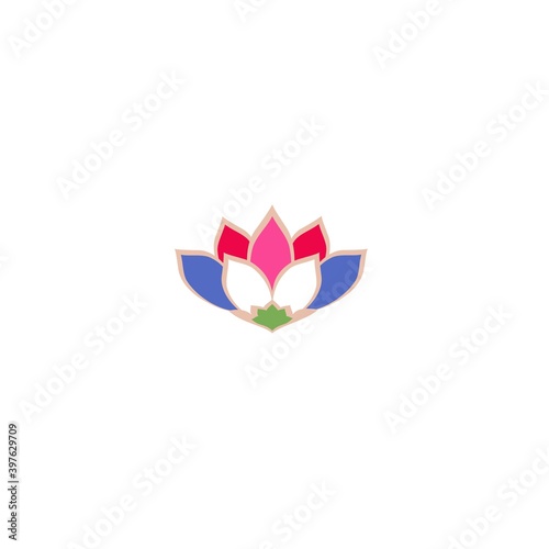 Lotus flower color icon for yoga logo, spa or beauty salon isolated on white background