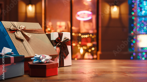 Christmas shopping and colorful gifts