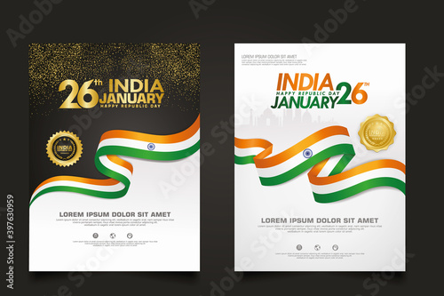 set poster promotions India happy Republic Day background template