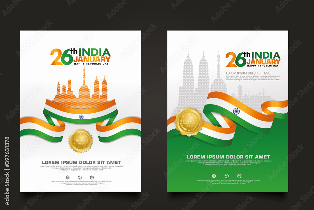 set poster promotions India happy Republic Day background template