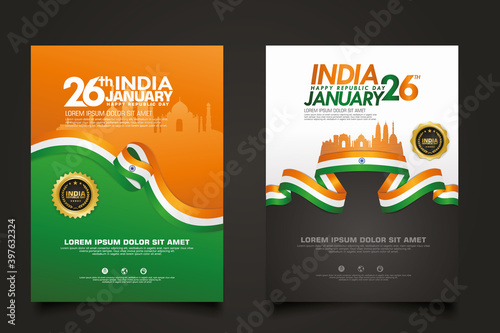 set poster promotions India happy Republic Day background template