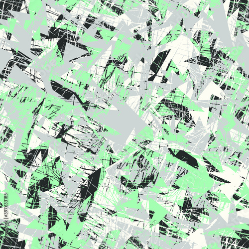 Abstract urban seamless pattern with curved geometry elements