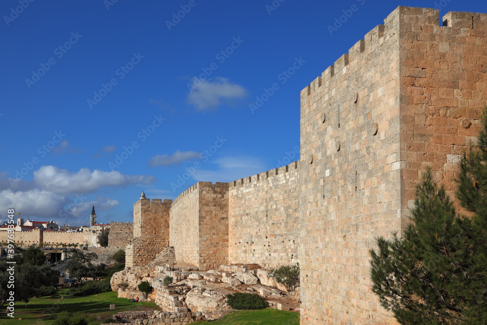 The walls  against the sky